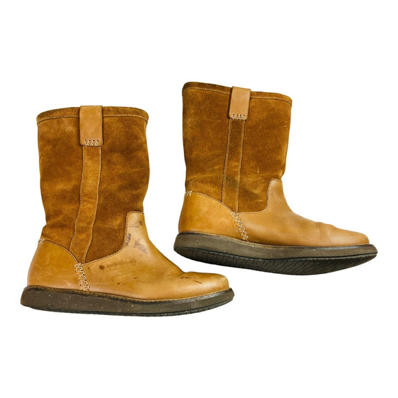 Clarks Womens Glick Elmfield Leather Suede Shearling Pull On Winter Boots US 7M - Picture 2 of 9